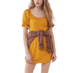 UO Polka Dot Puff Sleeve Mini Dress